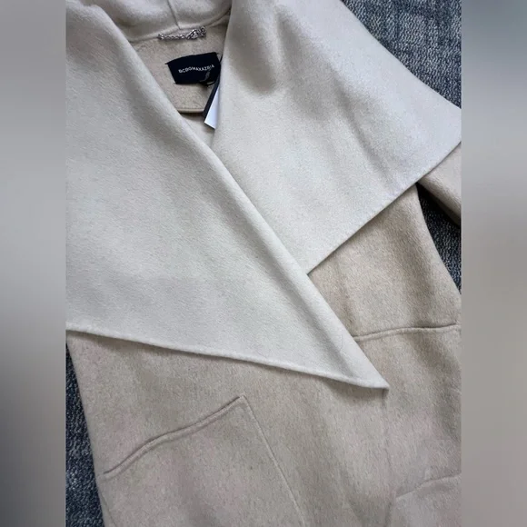 ✨BCBG MAX AZRIA BRINLEY HANDMADE DRAPE FRONT COAT IN OATMEAL / CREAM